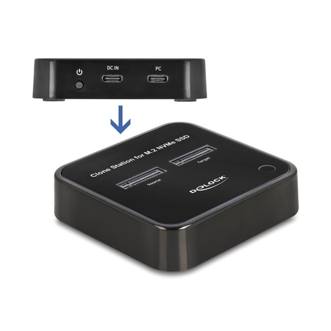Delock M.2 Docking Station for 2 x M.2 NVMe PCIe SSD with Clone function