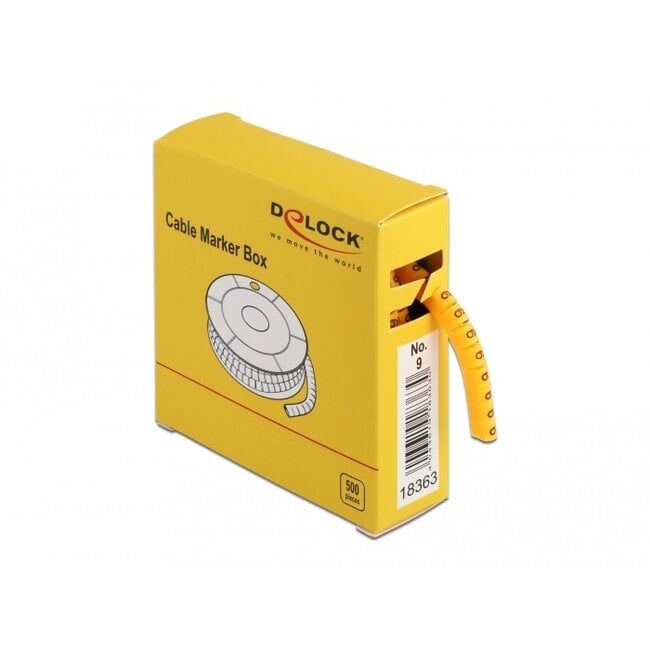 Delock Cable Marker Box, No. 9, yellow, 500 pieces