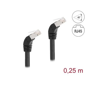 DeLOCK Delock RJ45 Network Cable Cat.6A S/FTP 45° downwards angled 0.25 m black