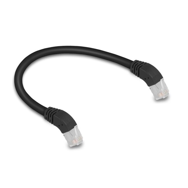 Delock RJ45 Network Cable Cat.6A S/FTP 45° downwards angled 0.25 m black