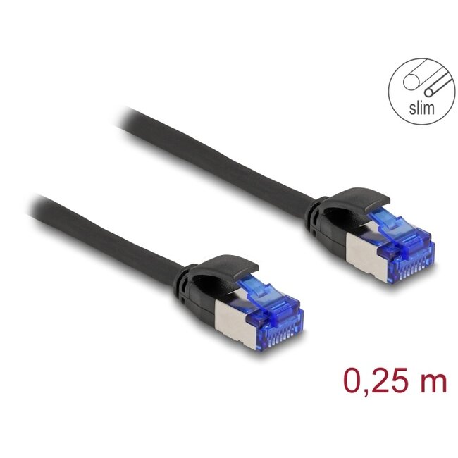 Delock RJ45 Network Cable Cat.6A S/FTP Slim 0.25 m black