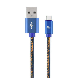 Cablexpert USB-C kabel Denim Blue Jeans 2 meter