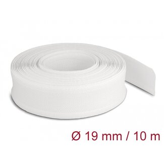 DeLOCK Delock Braided Sleeving with Hook-and-Loop Fastener 10 m x 19 mm white