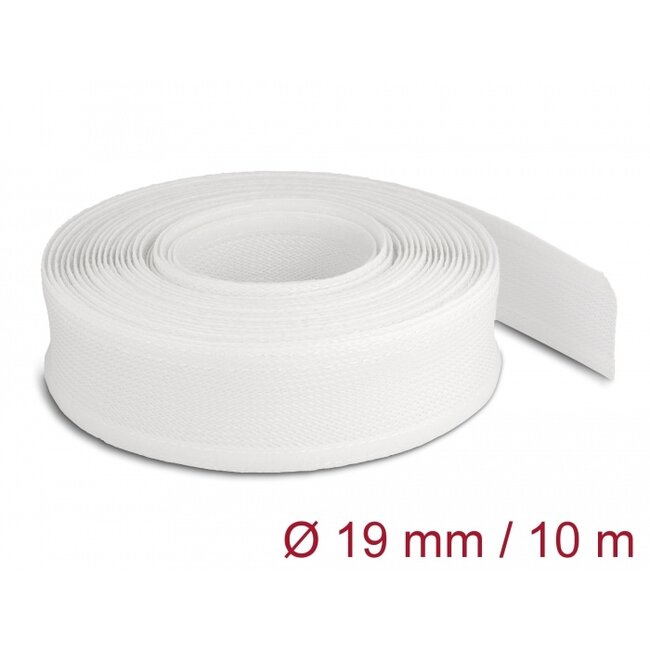 Delock Braided Sleeving with Hook-and-Loop Fastener 10 m x 19 mm white