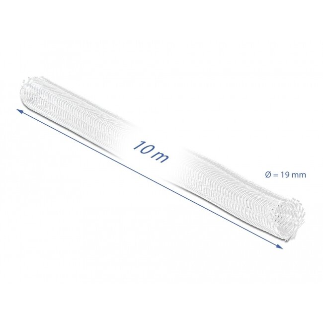 Delock Braided Sleeving with Hook-and-Loop Fastener 10 m x 19 mm white