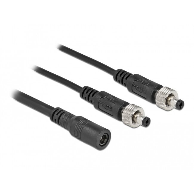 Delock DC Splitter Cable 5.5 x 2.1 mm 1 x female to 2 x male screwable