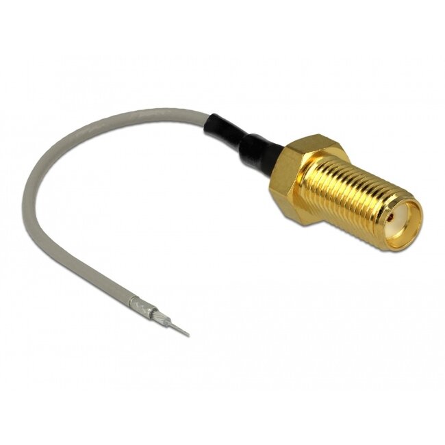 Delock Antenna Cable SMA jack bulkhead > open end tinned 1.37 94.8 mm, thread length 10 mm