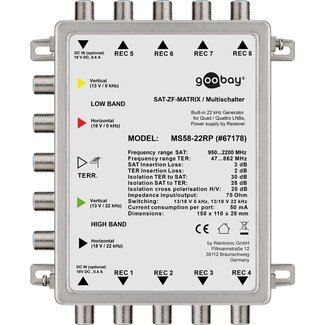 Goobay Goobay Passive SAT Multiswitch 5 Inputs / 8 Outputs