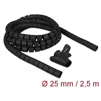 DeLOCK Delock Spiral Hose with Pull-in Tool 2.5 m x 25 mm black