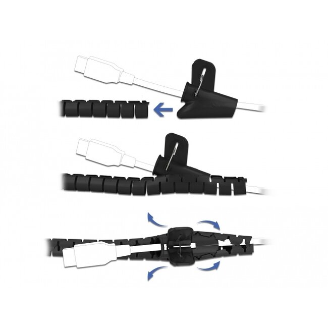 Delock Spiral Hose with Pull-in Tool 2.5 m x 25 mm black