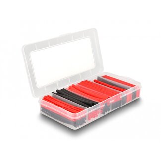 DeLOCK Delock Heat shrink tube assortment box, shrinkage ratio 2:1, black / red 196 pieces