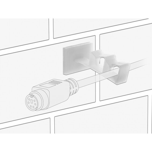 Delock Cable holder with 2 feed-through self-adhesive natural 10 pieces