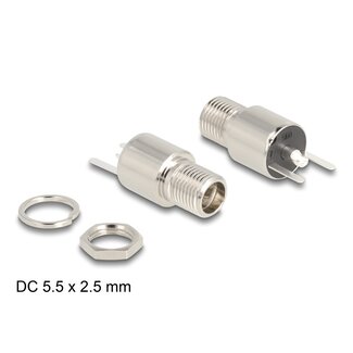 DeLOCK Delock Connector DC 5.5 x 2.5 mm female bulkhead soldering version - round 20 V / 9 A