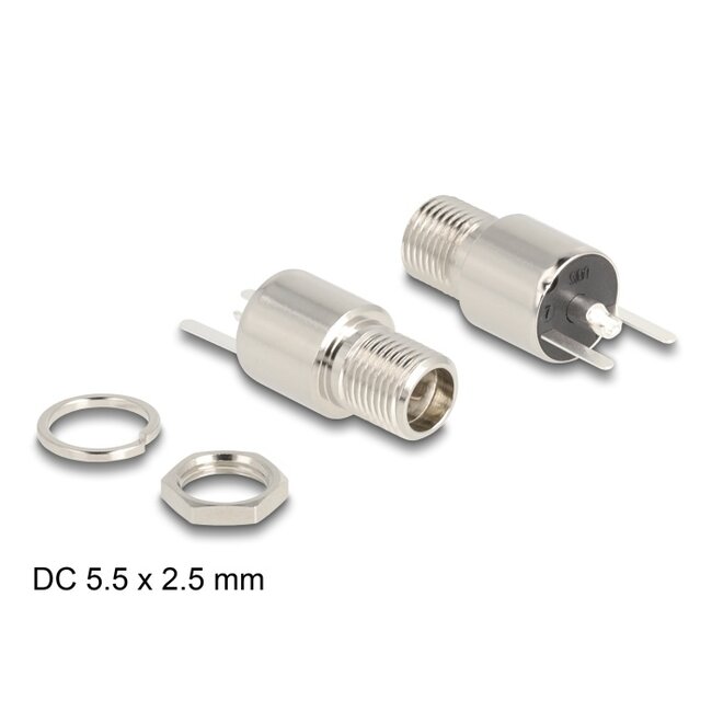 Delock Connector DC 5.5 x 2.5 mm female bulkhead soldering version - round 20 V / 9 A