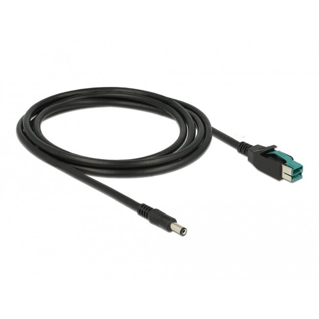 Delock PoweredUSB cable male 12 V > DC 5.5 x 2.1 mm male 2 m for POS printers and terminals