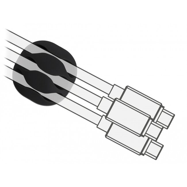 Delock Cable Holder with 3 feed-throughs self-adhesive Set 6 pieces black / white