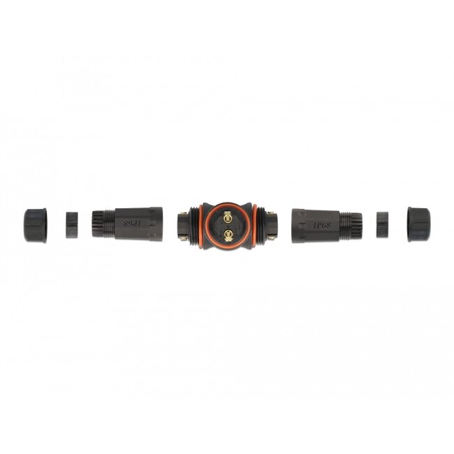 Delock Cable connector T-shape for outdoor 2 pin, IP68 waterproof, screwable, cable diameter 4.5 - 7.5 mm black
