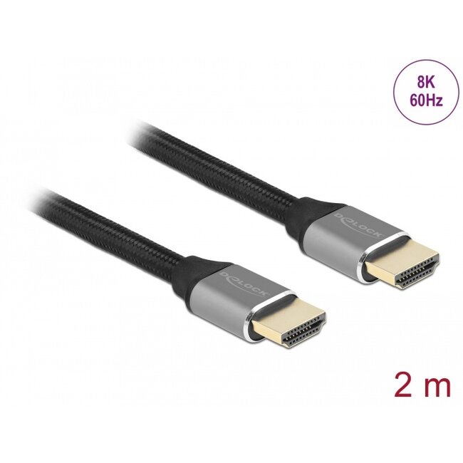 Delock Ultra High Speed HDMI Cable 48 Gbps 8K 60 Hz grey 2 m certified