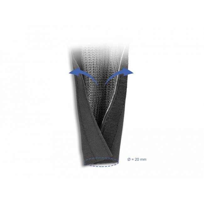 Delock EMI Shielding braided sleeve with hook-and-loop fastener heat resistant 1 m x 20 mm black