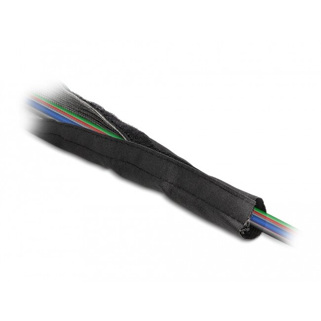 Delock EMI Shielding braided sleeve with hook-and-loop fastener heat resistant 1 m x 20 mm black