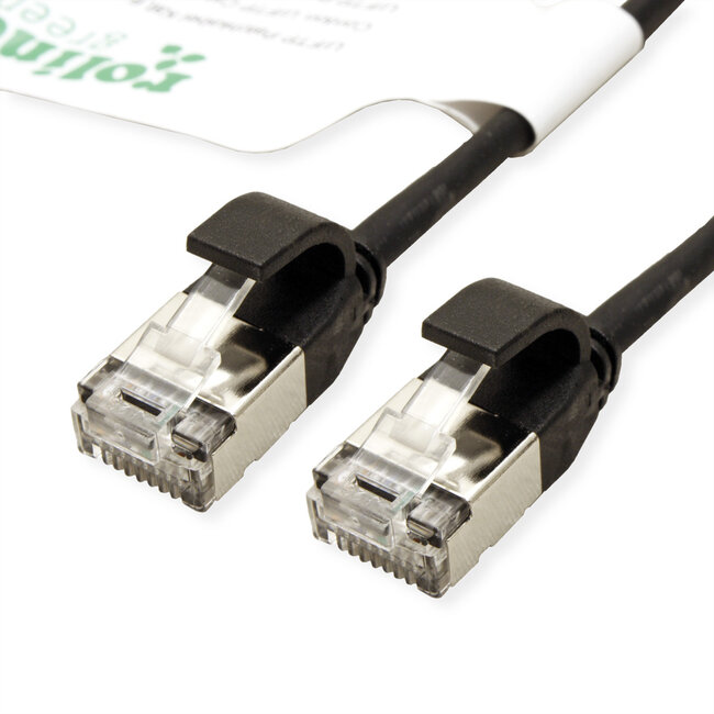ROLINE GREEN F/UTP DataCenter Patchkabel Cat.6A (Class EA), LSOH, extra dun, zwart, 5 m