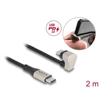 DeLOCK Delock USB 2.0 Cable USB Type-C™ male to male 180° angled 2 m PD 60 W