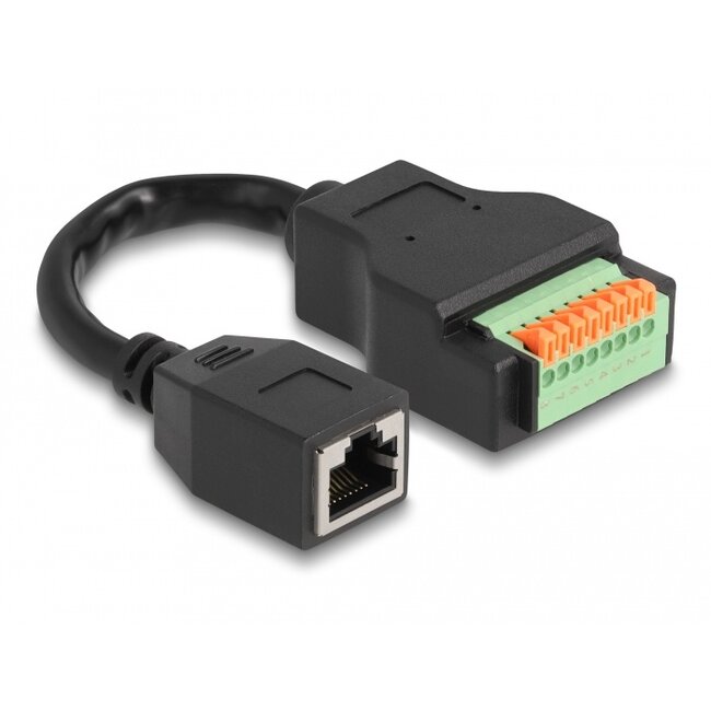 Delock RJ45 Cable Cat.5e jack to Terminal Block Adapter with push button 15 cm