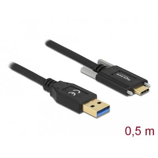 DeLOCK Delock SuperSpeed USB 10 Gbps (USB 3.2 Gen 2) Cable Type-A male to USB Type-C™ male with screws on the sides 0.5 m