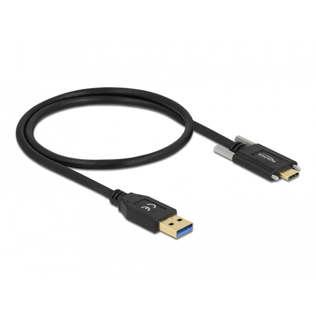 Delock SuperSpeed USB 10 Gbps (USB 3.2 Gen 2) Cable Type-A male to USB Type-C™ male with screws on the sides 0.5 m