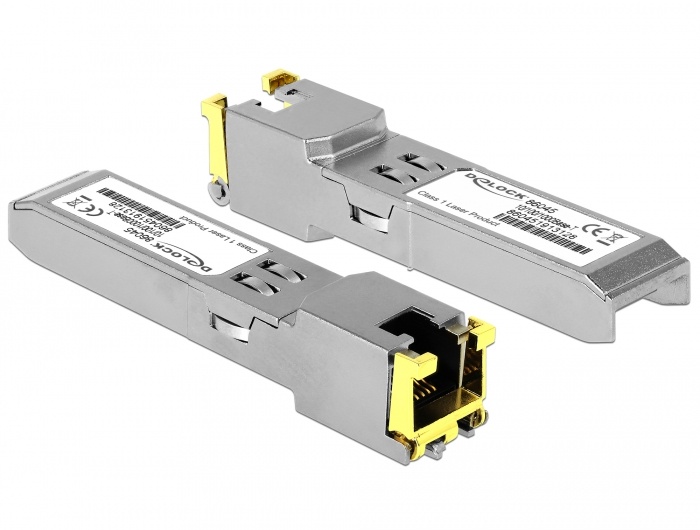 DeLOCK 86045. SFP transceiver type: Koper, Maximale overdrachtssnelheid van gegevens: 1000 Mbit/s, Soort aansluiting: SFP. Kleur van het product: Zilver, Land van herkomst: China