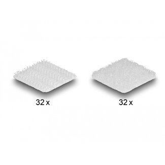 DeLOCK Delock Hook-and-loop dots, square, self-adhesive, 64 pieces white