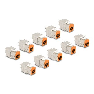 DeLOCK Delock Keystone Modul RJ45 jack to LSA Cat.6A toolfree orange set 10 pieces