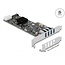 Delock PCI Express x4 Card to 4 x external SuperSpeed USB 5 Gbps (USB 3.2 Gen 1) USB Type-A female Quad Channel - Low Profile Form Factor