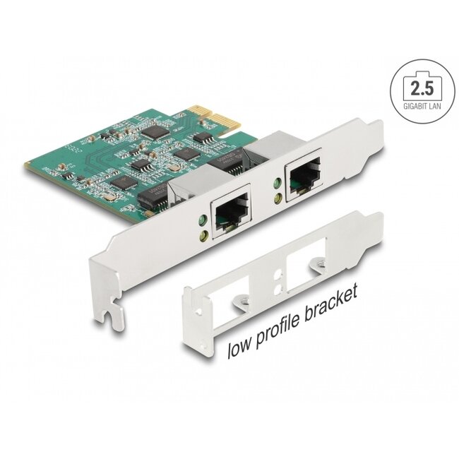 Delock PCI Express x1 Card to 2 x RJ45 2.5 Gigabit LAN RTL8125