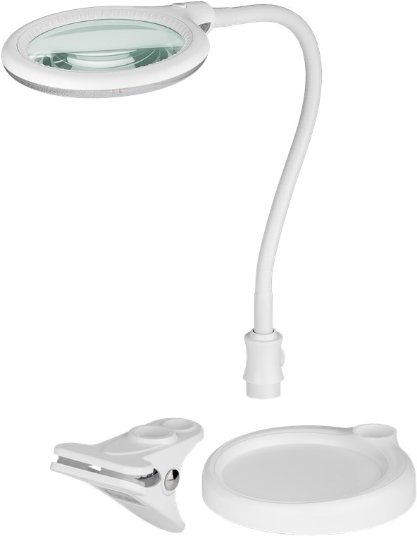 Goobay LED Magnifying Lamp with Base and Clamp, 6 W, white |
