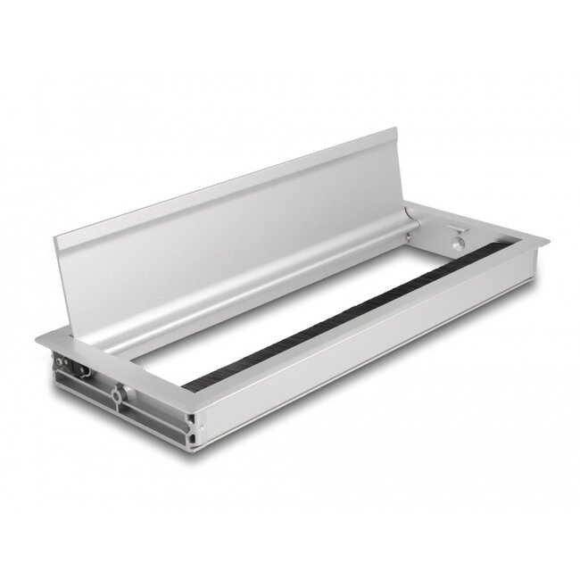 Delock Cable grommet for table mounting with brush 300 x 120 x 28 mm silver