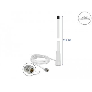 DeLOCK Delock WLAN 802.11 b/g/n Marine Antenna N jack 10 dBi 110.5 cm fixed omnidirectional with connection cable RG-58 U 3 m outdoor white
