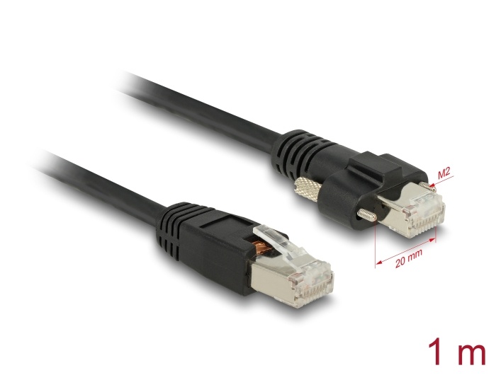 DELOCK Kabel Cat.6 RJ45-St > RJ45-St m. Schrauben SSTP 1.0m