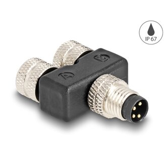 DeLOCK Delock M8 Y-Splitter A-coded 4 pin 1 x male to 2 x female parallel connection