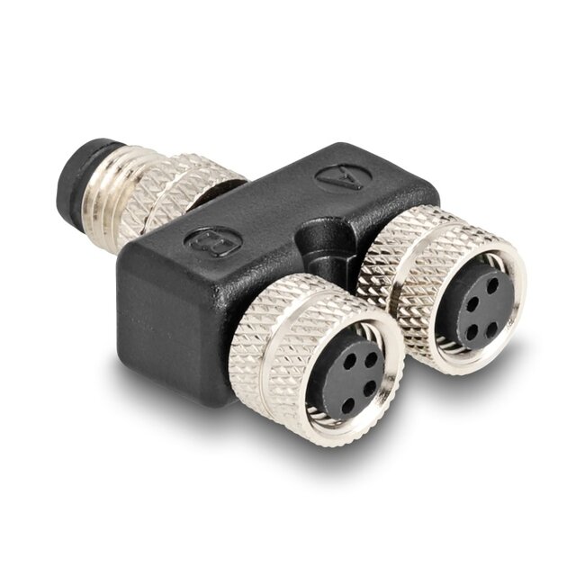 Delock M8 Y-Splitter A-coded 4 pin 1 x male to 2 x female parallel connection