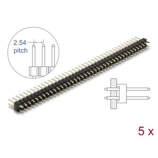 DeLOCK Delock Pin header 40 pin, pitch 2.54 mm, 2-row, straight, 5 pieces