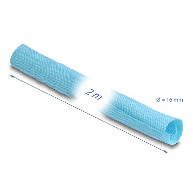 Delock Woven Sleeve self-closing heat-resistant 2 m x 16 mm blue