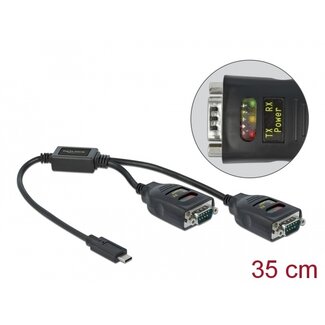 DeLOCK Delock Adapter USB Type-C™ to 2 x Serial RS-232 DB9 with 15 kV ESD protection