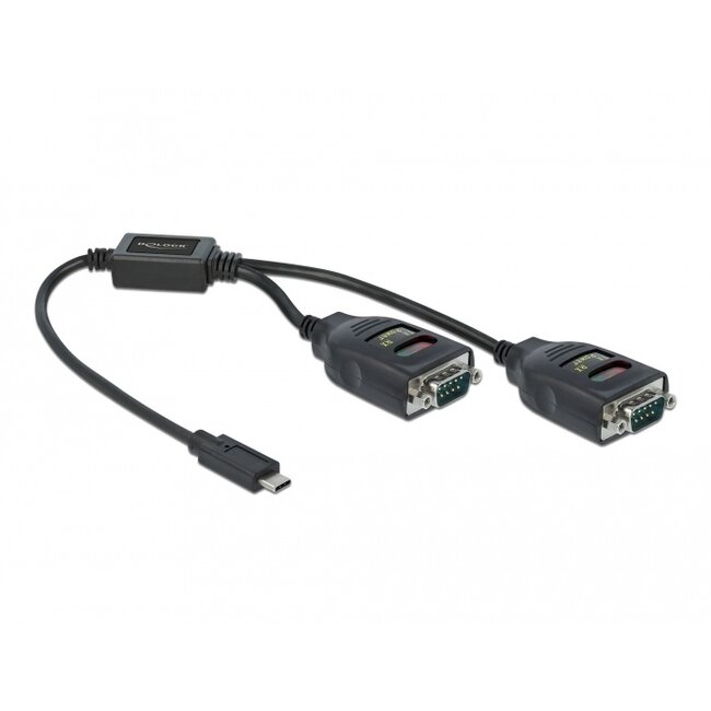 Delock Adapter USB Type-C™ to 2 x Serial RS-232 DB9 with 15 kV ESD protection