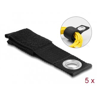 DeLOCK Delock Heavy-duty Hook-and-loop strap with fastening eye L 260 x W 38 mm black 5 pieces