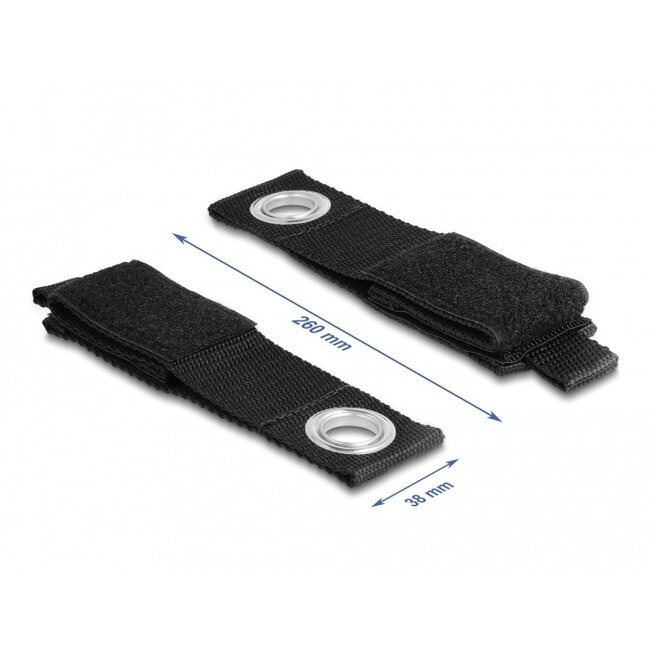 Delock Heavy-duty Hook-and-loop strap with fastening eye L 260 x W 38 mm black 5 pieces