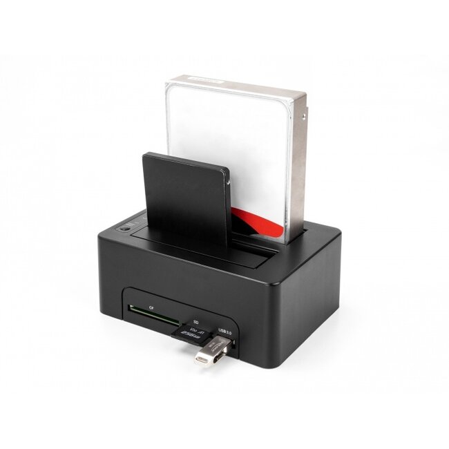 Delock USB Dual Docking Station for 2 x SATA HDD / SSD with Clone Function and Card Reader + additional USB Port