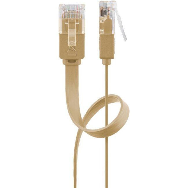 Goobay CAT 6 Flat Patch Cable, U/UTP, light brown 20 m
