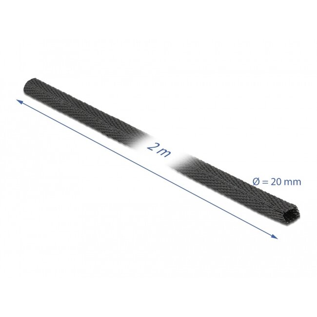 Delock Fabric heat shrink tube 2 m x 20 mm shrinkage ratio 2:1 black