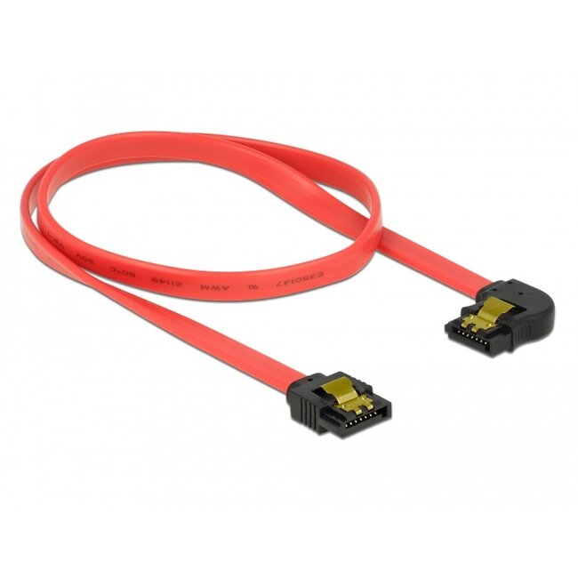 Delock SATA 6 Gb/s Cable straight to left angled 50 cm red